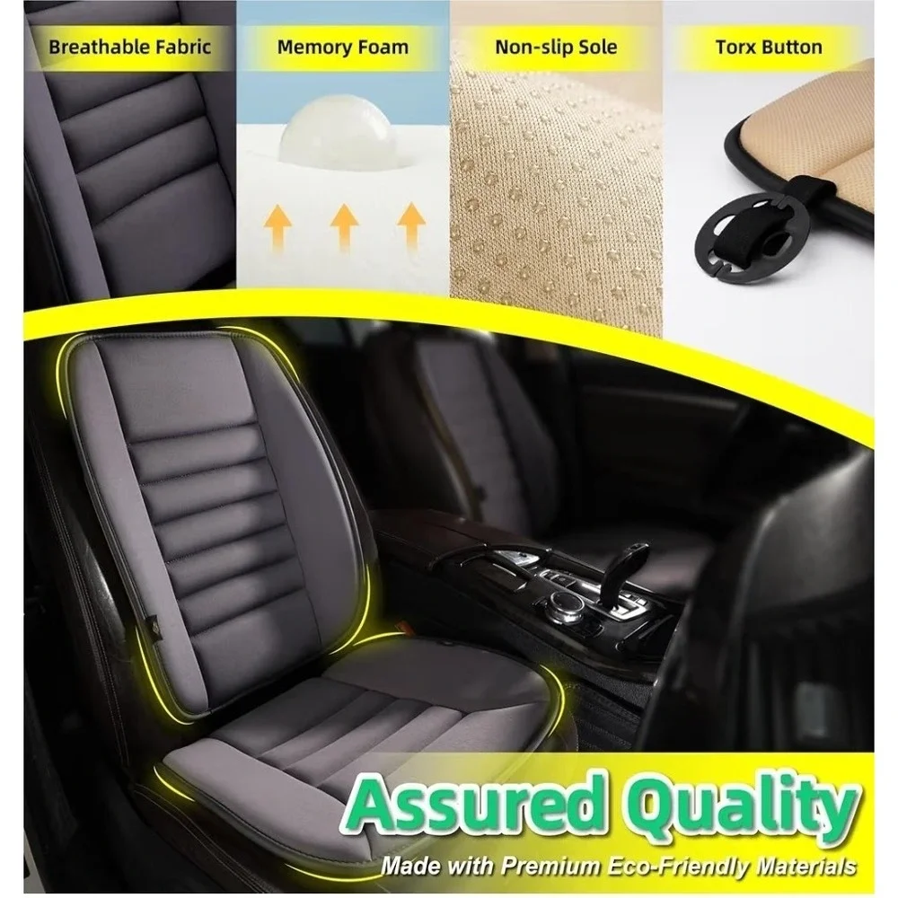 Kingphenix Memory Foam Car Seat Cushion & Lumbar Back Support Pillow Gray